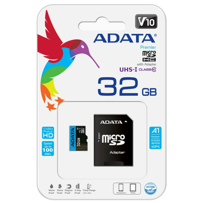 Adata 32GB Micro SD Class-10 (SDXC-UHX-I) Memory Card With Adapter